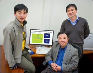Ziliang Ye, Xiang Zhang and Xiaobo Yin of Berkeley Lab used metamaterials to create a giant photonic spin Hall effect, an optical phenomenon that could play a prominent role in the future of computing.