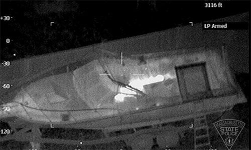 A forward-looking infrared camera (FLIR) on a Massachusetts State Police helicopter helped to find traces of Boston Marathon bombing suspect Dzhokhar Tsarnaev’s heat signature as he lay in tarp-covered boat. 