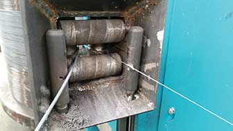 The lifetime of steel rollers used in wire drawing equipment can be substantially increased by cladding.