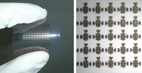 Flexible organic thin-film transistors enable printing of test structures on paper and could be used to create flexible, wearable displays.