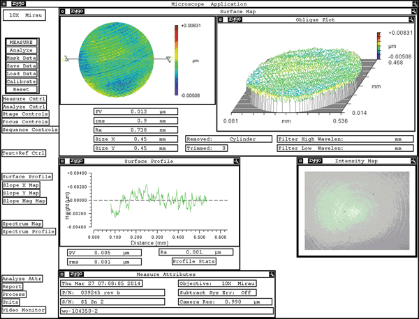 Typical surface-roughness measurement of a diamond-turned BD2 asphere.