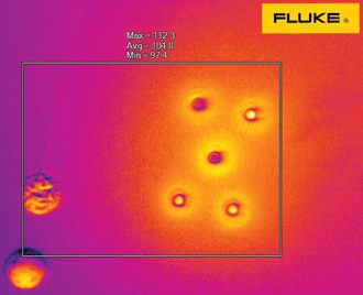 Printed circuit board and microelectronics inspection using an IR macro lens can show uneven solder coverage and irregular contact with the circuit board.