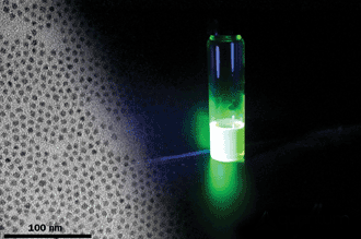 Green quantum dots, tunable from 530 to 550 nm center wavelength.