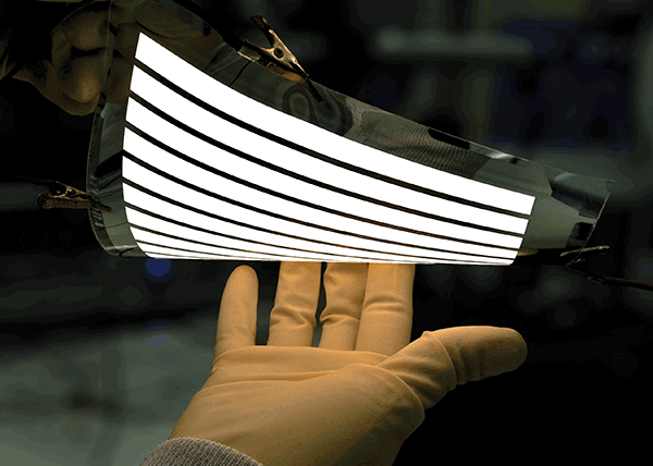 OLEDs can power flexible lighting and displays. Photo courtesy of Universal Display Corp.
