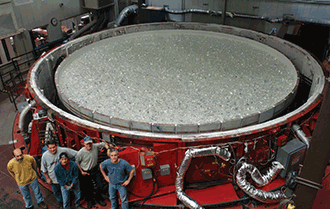 Vast 8.4-meter mirrors for the Giant Magellan Telescope are fabricated in the University of Arizona’s Richard F. Caris Mirror Laboratory.