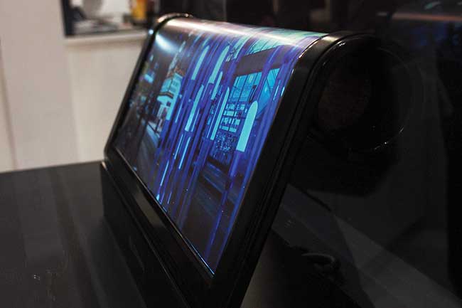 An 18-inch rolled OLED display made on a plastic substrate by LG Display. 