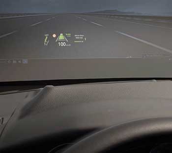 A large-image windshield HUD concept from Visteon Corp.