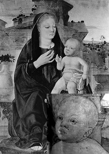 Short-wave infrared reflectograph from a late 15th century Italian painting