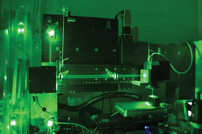 Initial lab setup for ultrafast micromachining with a resonant scanner and the new laser system.