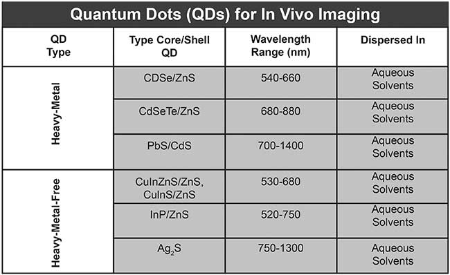 A comparison of heavy metal and heavy-metal-free quantum dots for in vivo imaging.