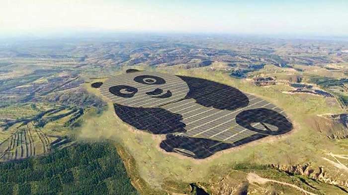 An artist’s renditition of the panda solar farm in Datong, China. 