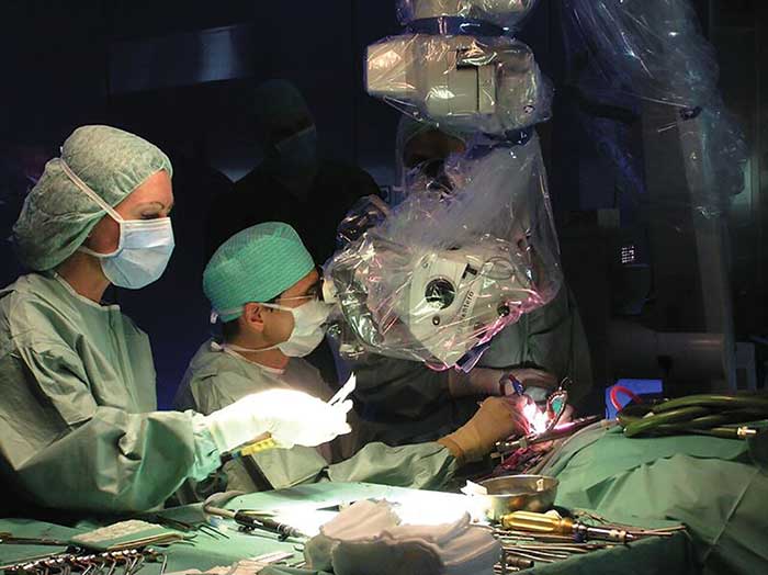 Zeiss OPMI Pentero in action in a real-time surgical scenario. The Pentero is part of the company’s suite of advanced surgical microscopes.