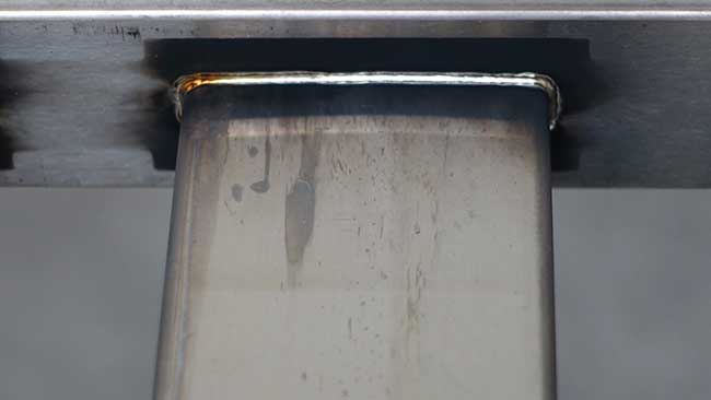 Detail of a weld seam produced by a fiber laser-based system.