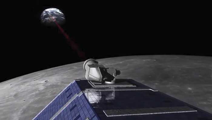 Artist’s rendering of NASA’s Lunar Atmosphere and Dust Environment Explorer (LADEE) Demonstrating Lunar Laser Communications Demonstration (LLCD). 