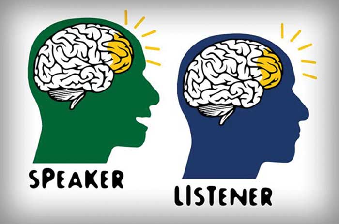 A cartoon image of brain ‘coupling’ during communication.