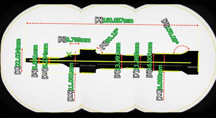 A turned part processed by a lathe can be inspected quickly and accurately using optical imaging.