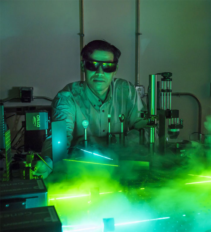 Professor Gururaj Naik, Rice University, developing plasmon powered device.