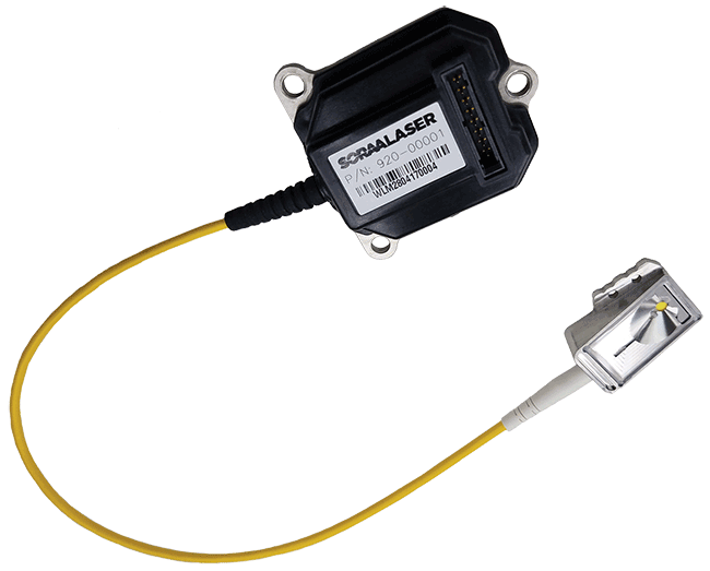 A separable laser module and phosphor element linked by fiber optic.