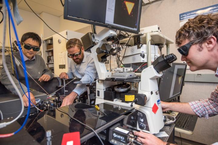 From left: Kaiyuan Yao, Nick Borys, and P. James Schuck, seen here at Lawrence Berkeley National Lab's Molecular Foundry, measured a property in a 2-D material that could help realize new applications.
