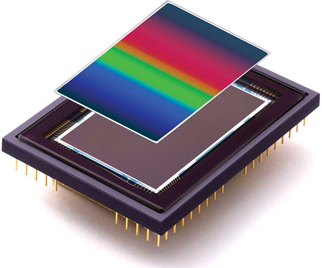 Continuously variable bandpass filter-based hyperspectral imaging detector.
