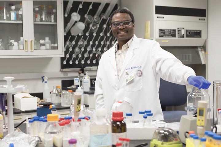 Samuel Achilefu, PhD, at Washington University School of Medicine in St. Louis. Anti-cancer light therapy treatment.