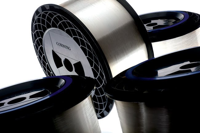 Optical fiber manufactured from a Corning facility. Courtesy of Corning Inc.