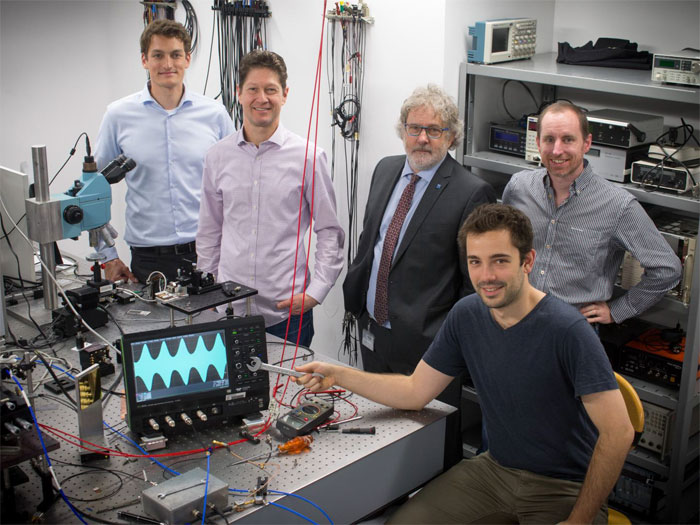 The team at TU Wien: Benedikt Schwarz, Aaron Maxwell Andrews, Gottfried Strasser, Johannes Hillbrand, Hermann Detz (left to right). Courtesy of TU Wien.