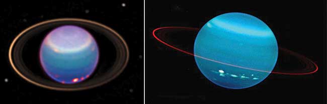 Uranus as seen by the Hubble Space Telescope in infrared light 