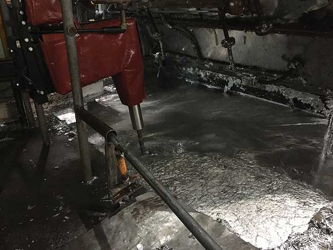 Galvalibs system probe submerged in molten zinc bath.