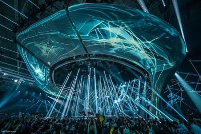Like last year in Kiev, the Eurovision Song Contest stage will be bathed in brilliant light thanks to a large number of Claypaky spotlights. Courtesy of Osram/Ralph Larmann.
