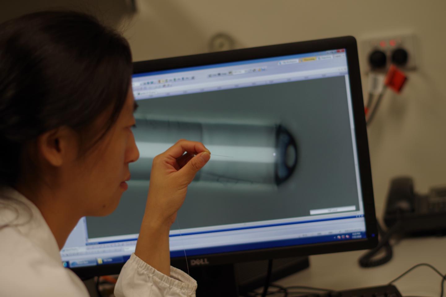 Tiny fiber optic probe for sensing body temp, OCT imaging. University of Adelaide.
