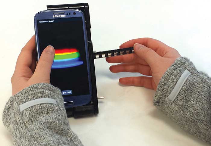 The TRI Analyzer, inspired by the “Star Trek” tricorder, detects color changes in biological assays.