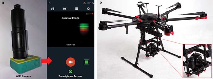 Fuhong Cai’s hand-held spectrometer connects to a Wi-Fi camera and displays spectral images on a smartphone