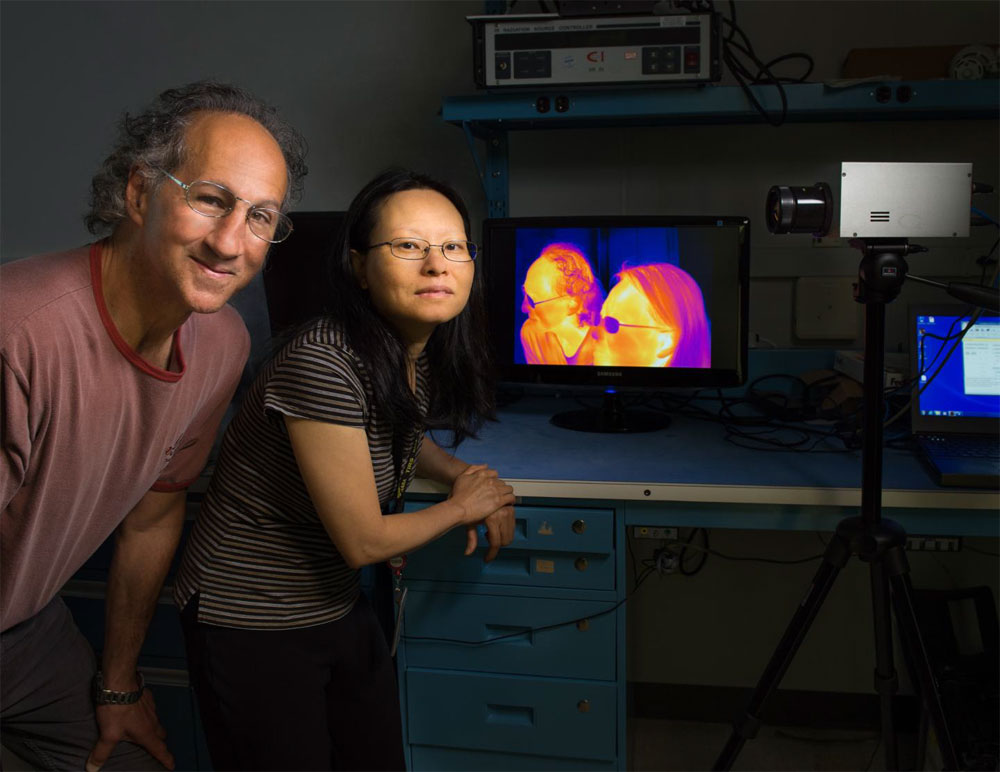 Goddard detector engineer Murzy Jhabvala (left) and his team, including Anh La (right) and Don Jennings (not pictured), SLS detector, NASA.