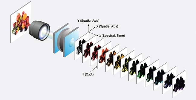 A hybrid image sensor, which uses a CMOS readout along with nonsilicon and possibly silicon photodetectors, can extend the spectral range beyond the visible. This hyperspectral imaging technique allows the extraction of additional information from objects, increasing the number of materials that can be detected and categorized.