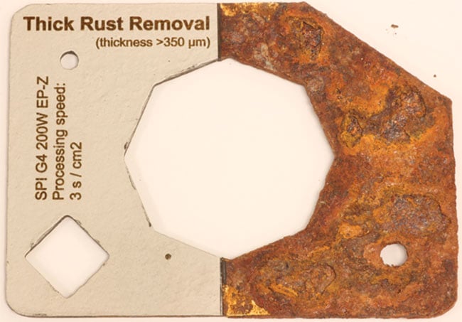 Multipass rust removal on heavily rusted mild steel. 