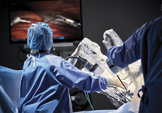 Intuitive Surgical Inc.’s da Vinci is among the most well-known surgical robotic systems. Courtesy of Intuitive Surgical Inc.