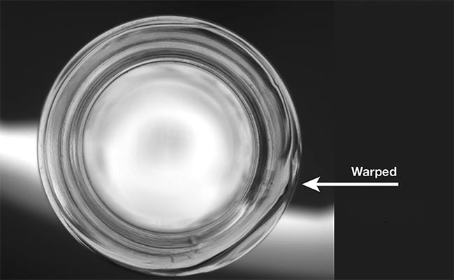 Deep learning detected three types of defects in molded glass. Courtesy of Artemis Vision.