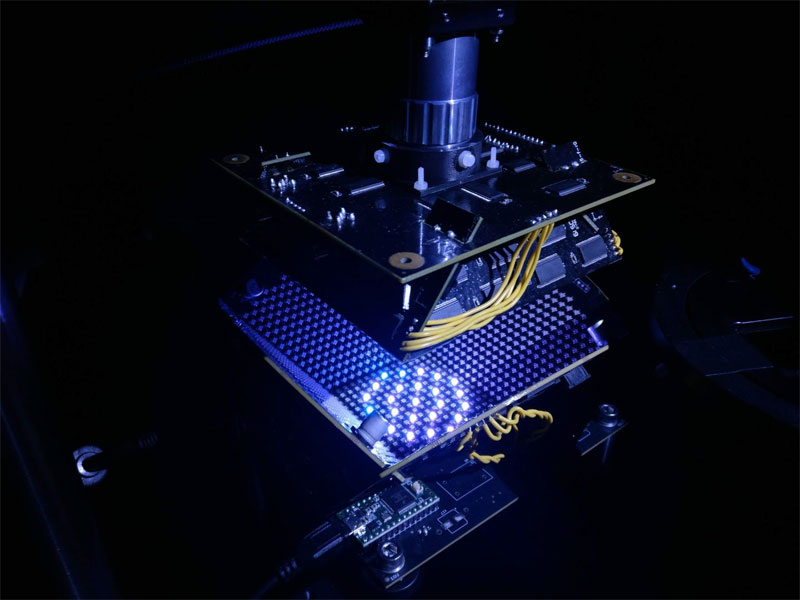 Duke Engineers have developed a new type of microscope that uses a bowl studded with LED lights of various colors and lighting schemes produced by machine learning. Courtesy of Roarke Horstmeyer, Duke University.