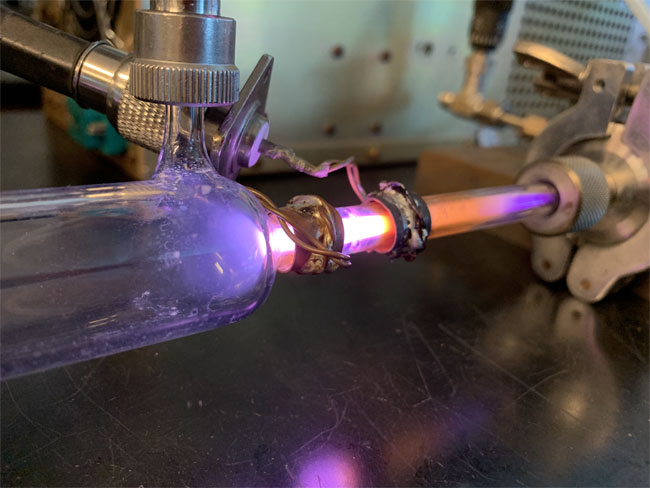 Silicon nanocrystals are formed by a silane gas in a plasma process. Courtesy of Lorenzo Mangolini/UCR.