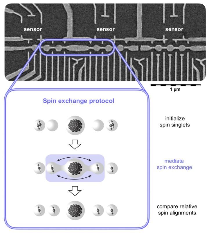 Using quantum dots to create distance between electron spins for efficient quantum computing, University of Copenhagen.