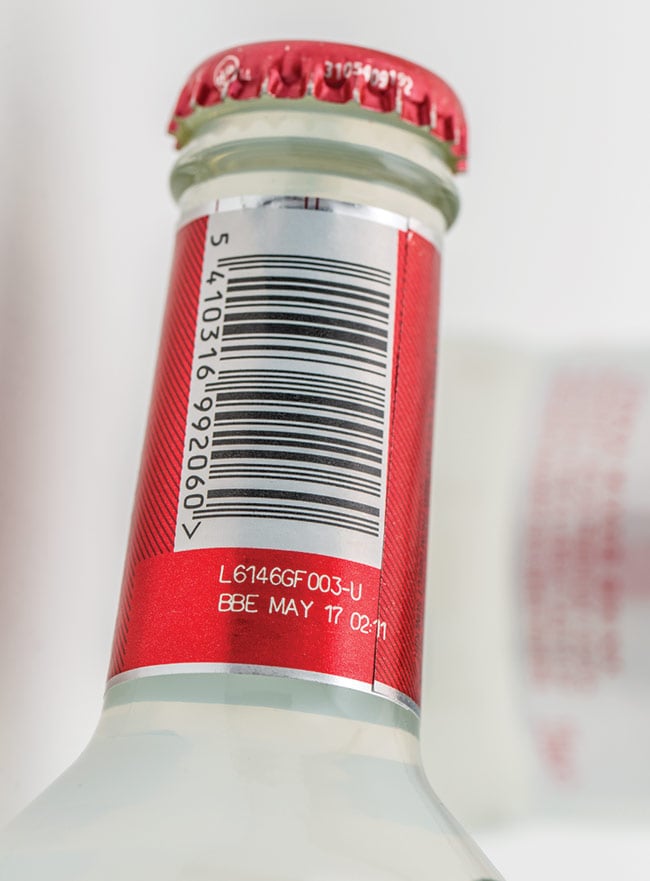  High-speed laser coding is a reliable means for marking ‘best before’ dates and other information in the beverage industry. Courtesy of Rofin-Sinar UK Ltd.