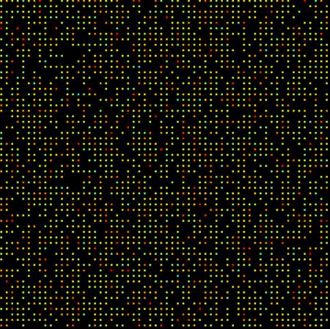 A scanned image of a grid containing one cancer cell and some blood inside each colored box. The color of the boxes indicates the amount of oxygen dissolved in the blood. Image: Courtesy of Caltech