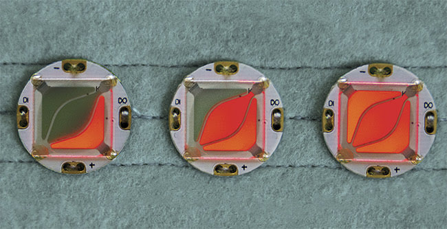 Figure 3. O-BUTTONs with three individually addressable segments. Courtesy of Fraunhofer FEP.