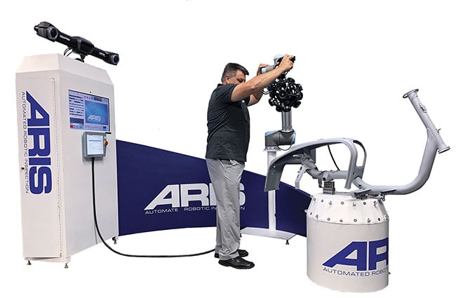Using a collaborative robot, an operator can more intuitively program automated 3D scanning. Courtesy of ARIS Technology.