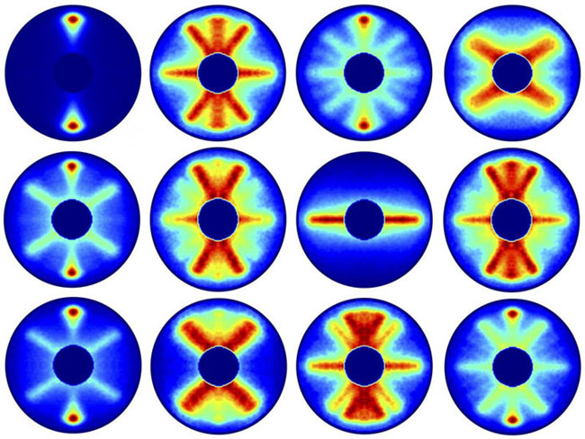 These are steps of the molecule's rotation, recorded with an average gap of seven picoseconds each. Courtesy of DESY, Evangelos Karamatskos.