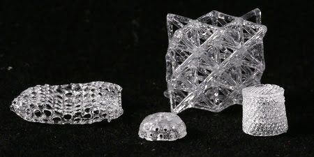 Various glass objects created with a 3D printer. Courtesy of ETH Zurich/Group for Complex Materials.
