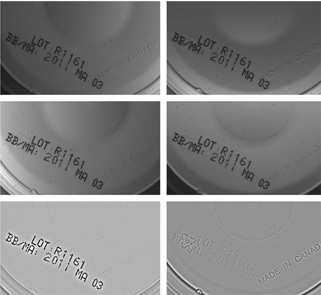  A vision system uses photometric stereo lighting to capture embossed or stamped markings on cans. This lighting highlights features that are otherwise difficult or impossible to spot with a vision system and could be more widely deployed in smart factories. Courtesy of Matrox Imaging.