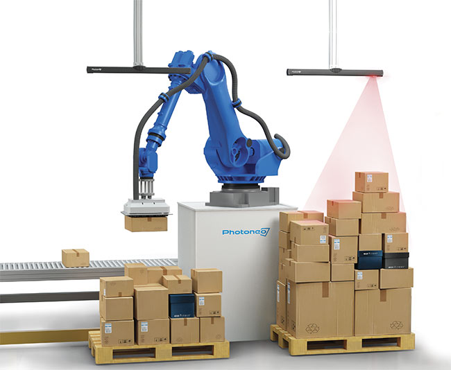 Some AI-powered depalletization systems are able to unload 1000 boxes in an hour. Courtesy of Photoneo.