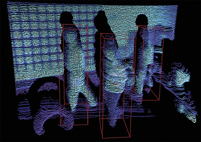 Preinstalled perception software for automated human detection based on 3D point cloud analysis. Courtesy of Beamagine.